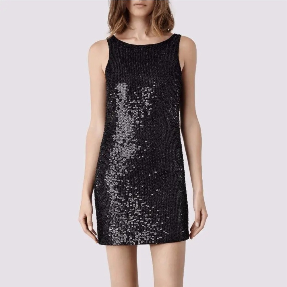 All Saints black sequin dress